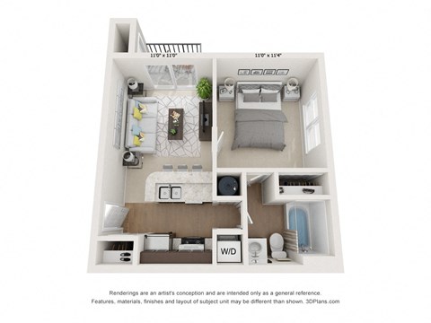 Magnolia 1Bed_1Bath at River Oak Apartments, PRG Real Estate, Louisville, Kentucky